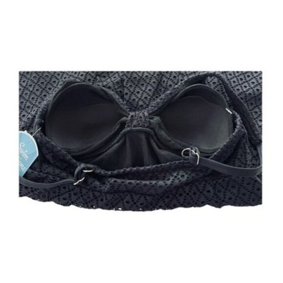 Swim Solutions Bow Front Black Swimdress Size 8 Tummy Control Bust Support NWT - Picture 3 of 6